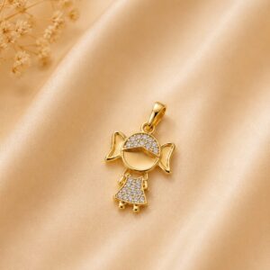 PINGENTE MENINAS DOURADO CRAVEJADO