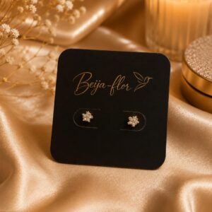 Beija-flor BRINCO ZIRCONIA ESTRELA BANHADO A OURO Elegante Joia Feminina para Ocasiões Especiais