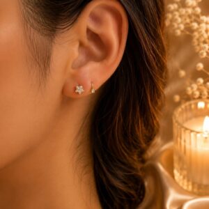 Beija-flor BRINCO ZIRCONIA ESTRELA BANHADO A prata Elegante Joia Feminina para Ocasiões Especiais