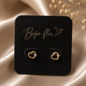 BRINCO CORAÇÃO COM PEQUENA PEDRA ZIRCONIA BANHADO OURO