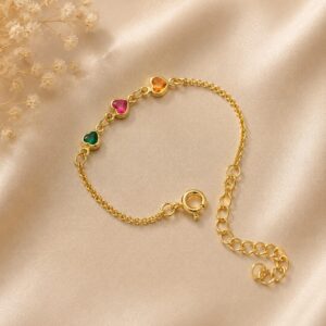 PULSEIRA INFANTIL CORAÇÃO COM ZIRCONIA AJUSTAVEL BANHADO A OURO